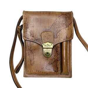 Patricia‎ Nash Leather Crossbody Bag With Map Print Brass Hardware